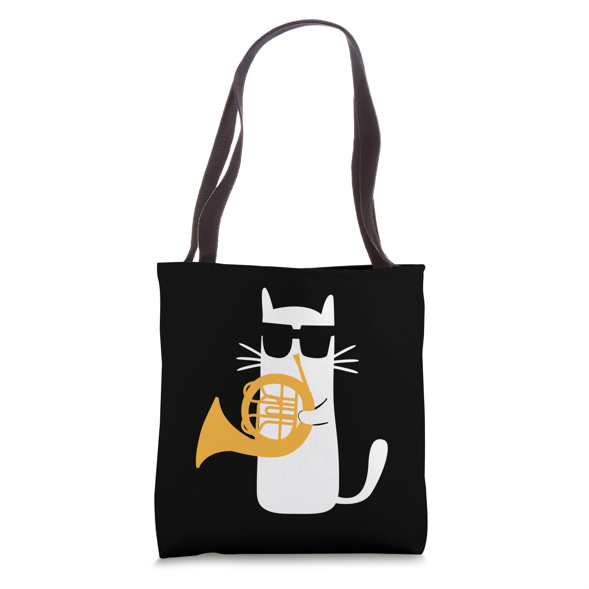 Funny Cat French Horn Tote Bag for Cat Lovers - Perfect for Grocery Shopping, Beach Trips & Work Commutes