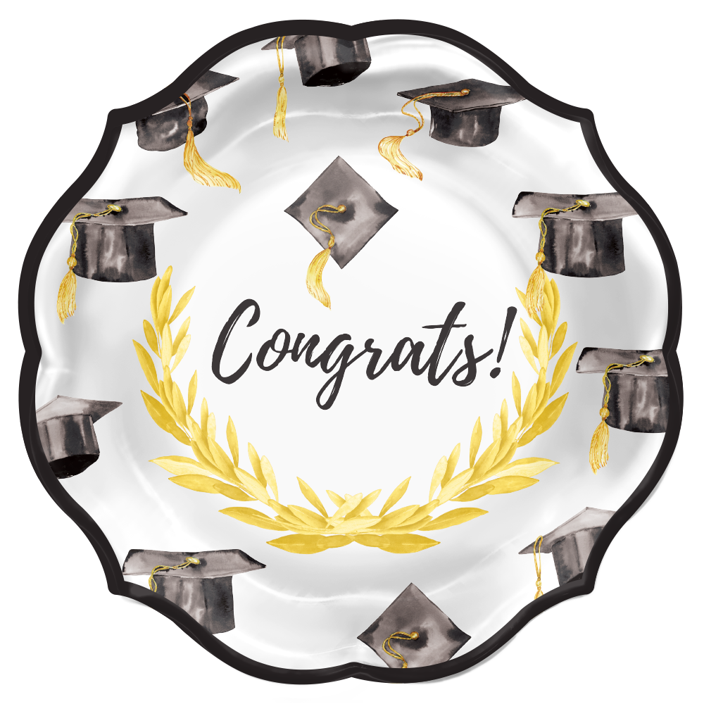 8-Piece Graduation Dinner Plate Set - Elegant & Durable Ceramic Plates for Parties, Celebrations & Special Occasions