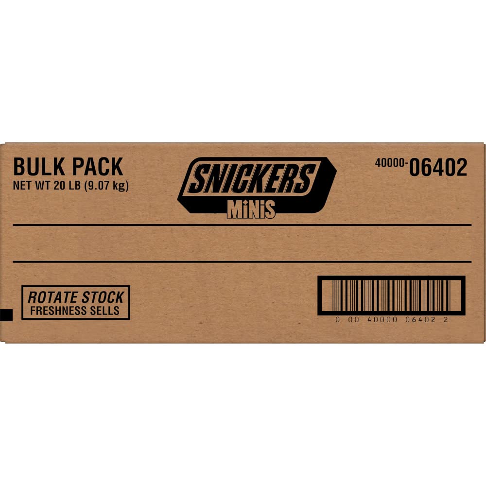 SNICKERS Minis Size Milk Chocolate Candy Bars Bulk Pack - 20 Pound Box (360 Count) | Individually Wrapped, Party Favors, Halloween Treats, Office Snacks & Fundraisers