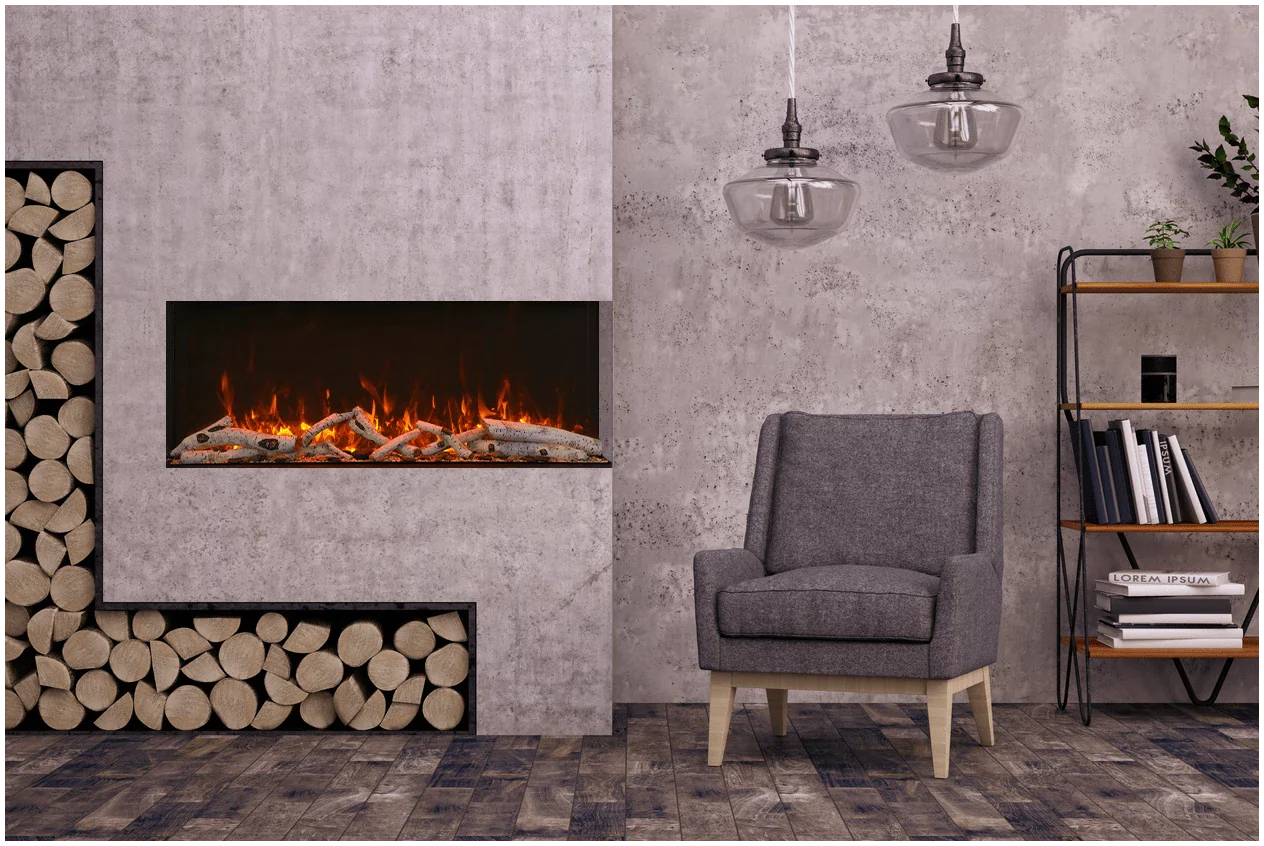 Amantii 50 TRV XT XL Tru View XT XL Electric Fireplace - Modern Recessed Wall Mount Heater for Living Room & Bedroom - Realistic Flame Effect & Remote Control