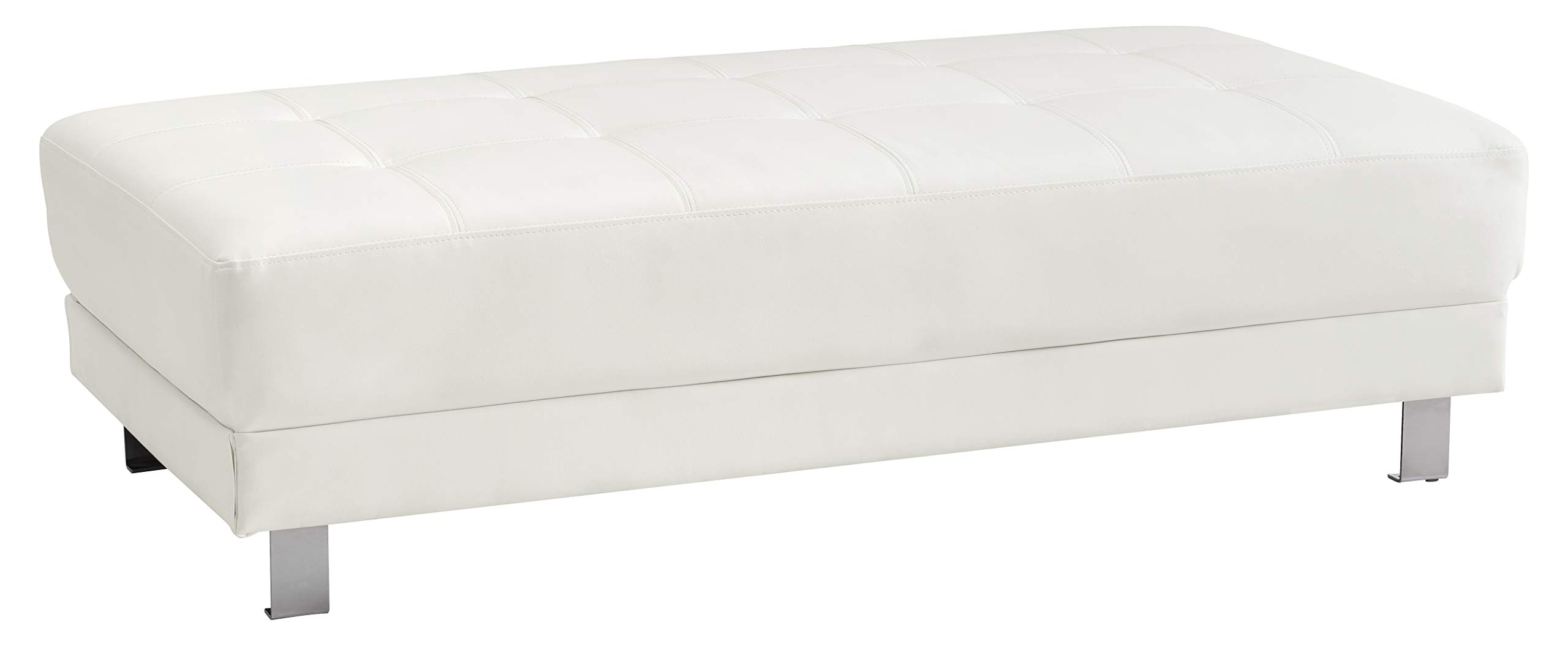 Glory Furniture Milan Ottoman in White - Modern Footrest & Storage Bench for Living Room, Bedroom, or Office