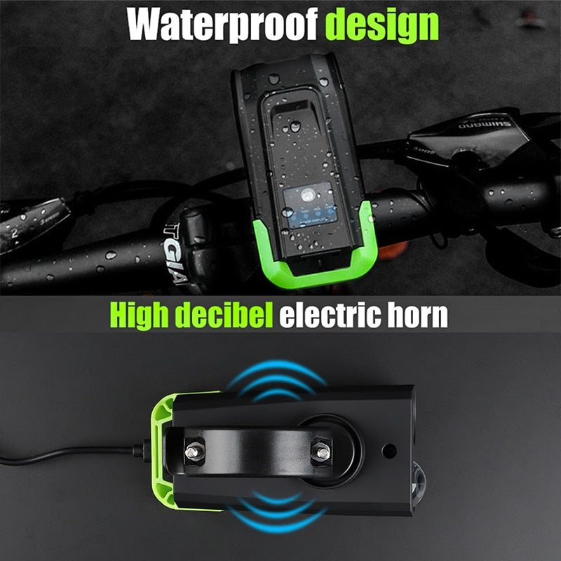 4000mAh USB Rechargeable 800 Lumen LED Bike Light Set - Smart Induction Bicycle Front Light with Horn & Cycling Flashlight for Night Riding, Commuting, and Mountain Biking
