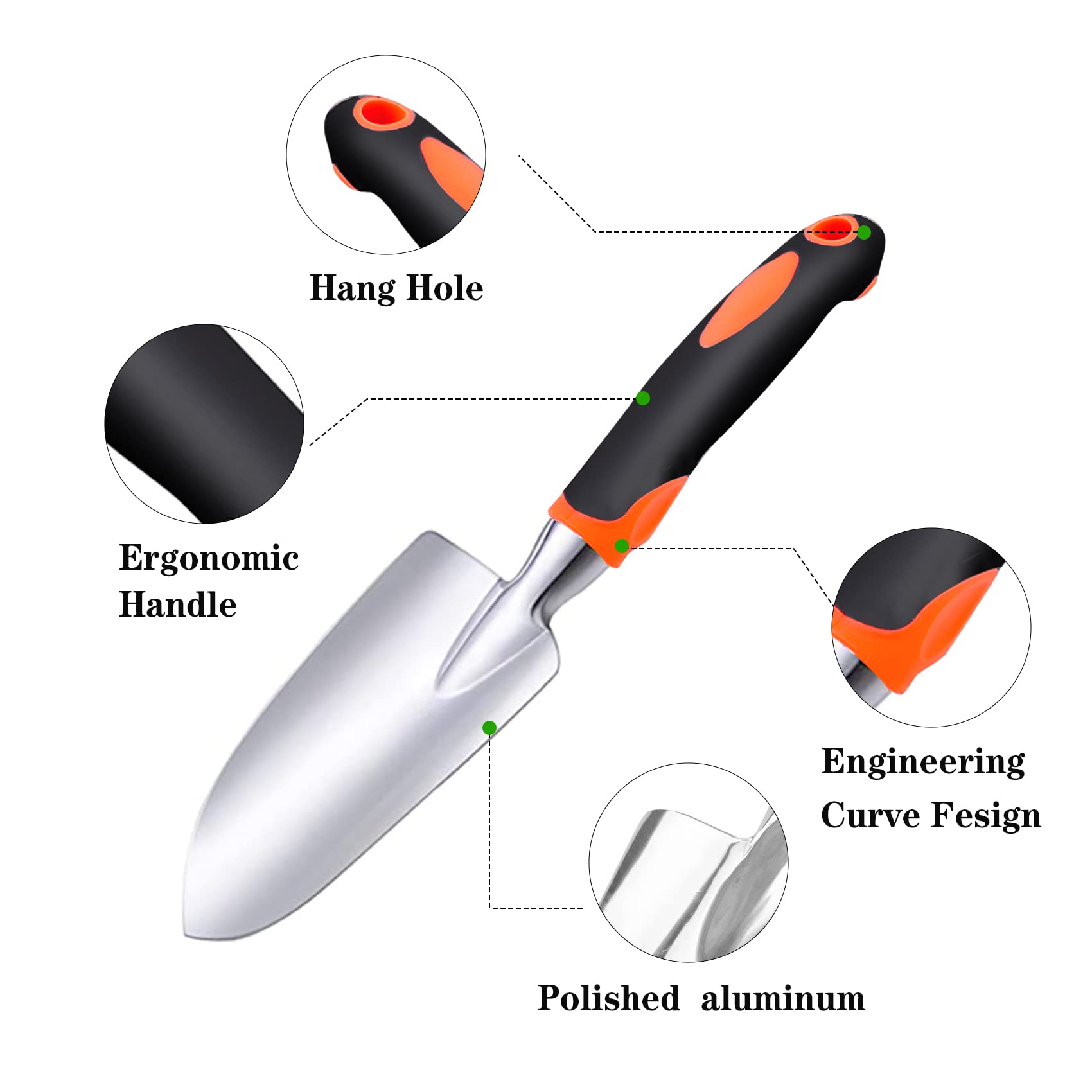 Premium Aluminum Alloy Garden Trowel - Ergonomic Hand Shovel for Planting, Transplanting & Weeding - Ideal Gardening Tool Gift for Men & Women - Perfect for Home Gardens, Flower Beds & Vegetable Patches