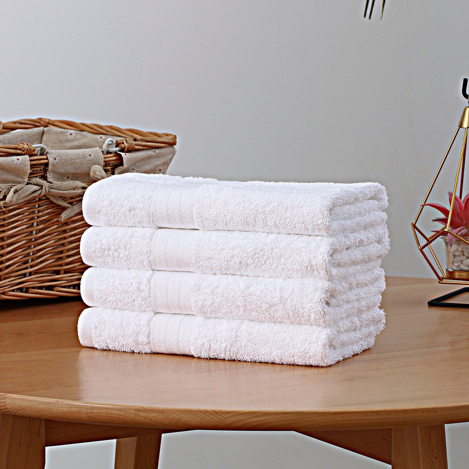 Premium 4-Piece Cotton Hand Towels Set by Linenland - Soft & Absorbent White Bath Towels for Spa, Gym & Guest Bathrooms