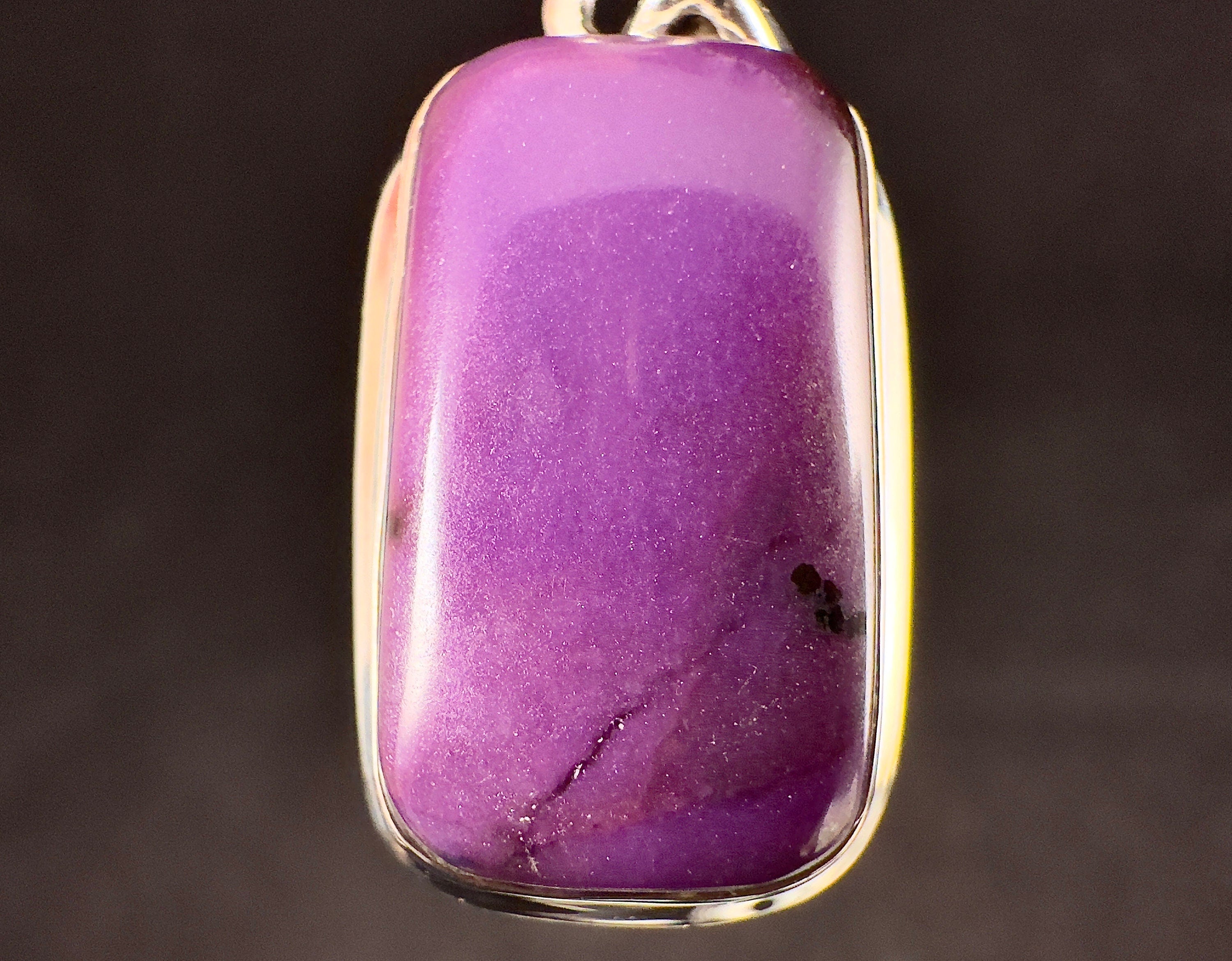 Genuine Sugilite Crystal Pendant Necklace - Sterling Silver Rectangle Cabochon - Healing Stone Jewelry for Women - Perfect for Meditation, Energy Work & Spiritual Gifts