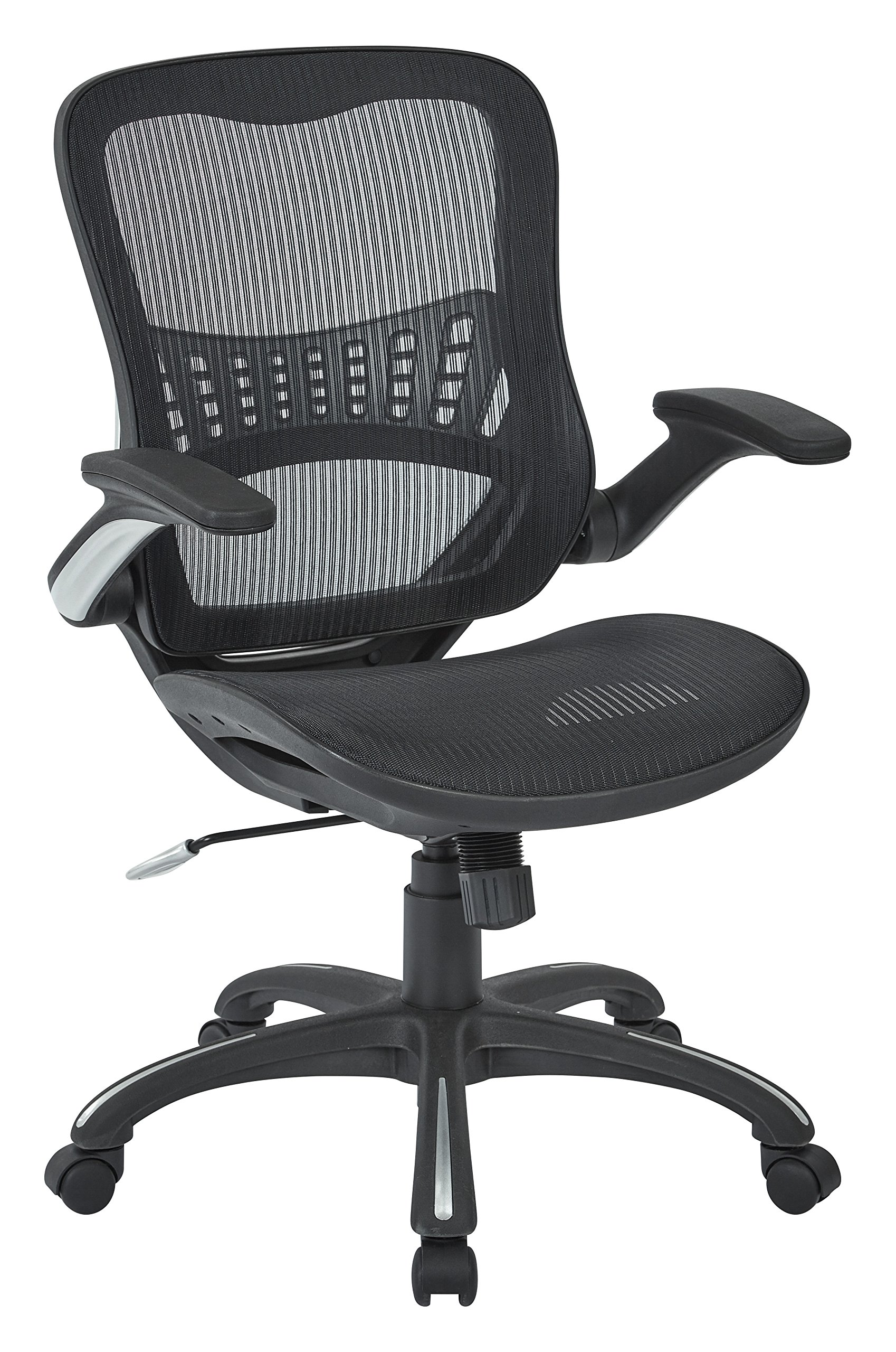 Office Star Riley Ventilated Mesh Office Chair - Ergonomic Manager's Desk Chair with Breathable Seat & Back Support, Black Base - Perfect for Home Office, Gaming & Workspaces