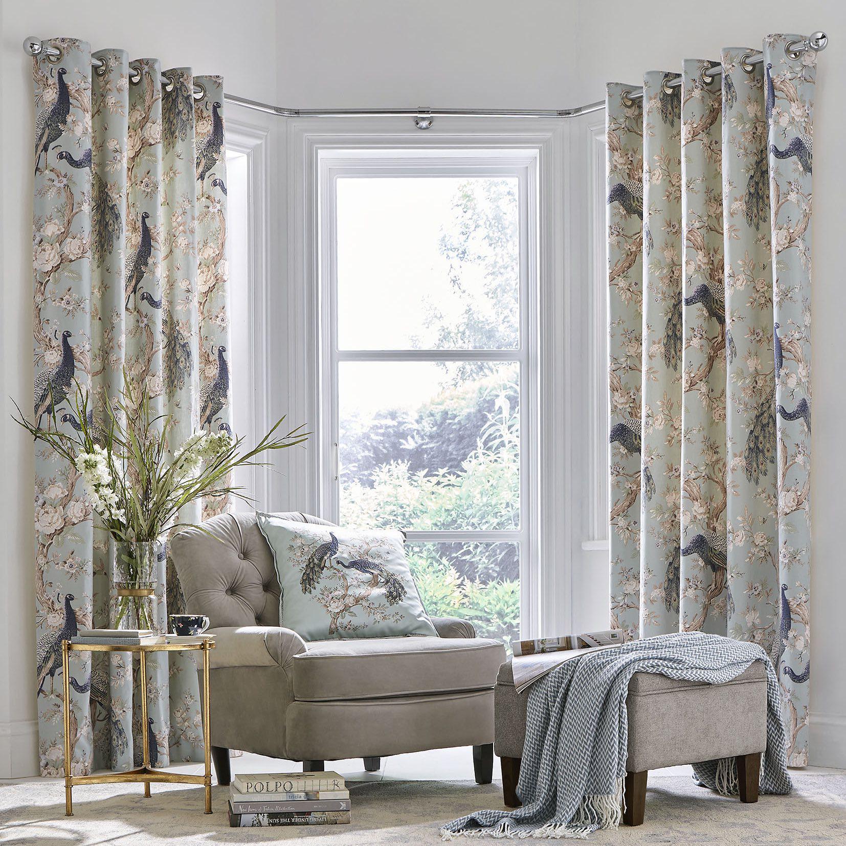 Laura Ashley Belvedere Eyelet Curtains in Duck Egg Blue - Elegant Window Treatments for Living Room, Bedroom & Dining Room Decor