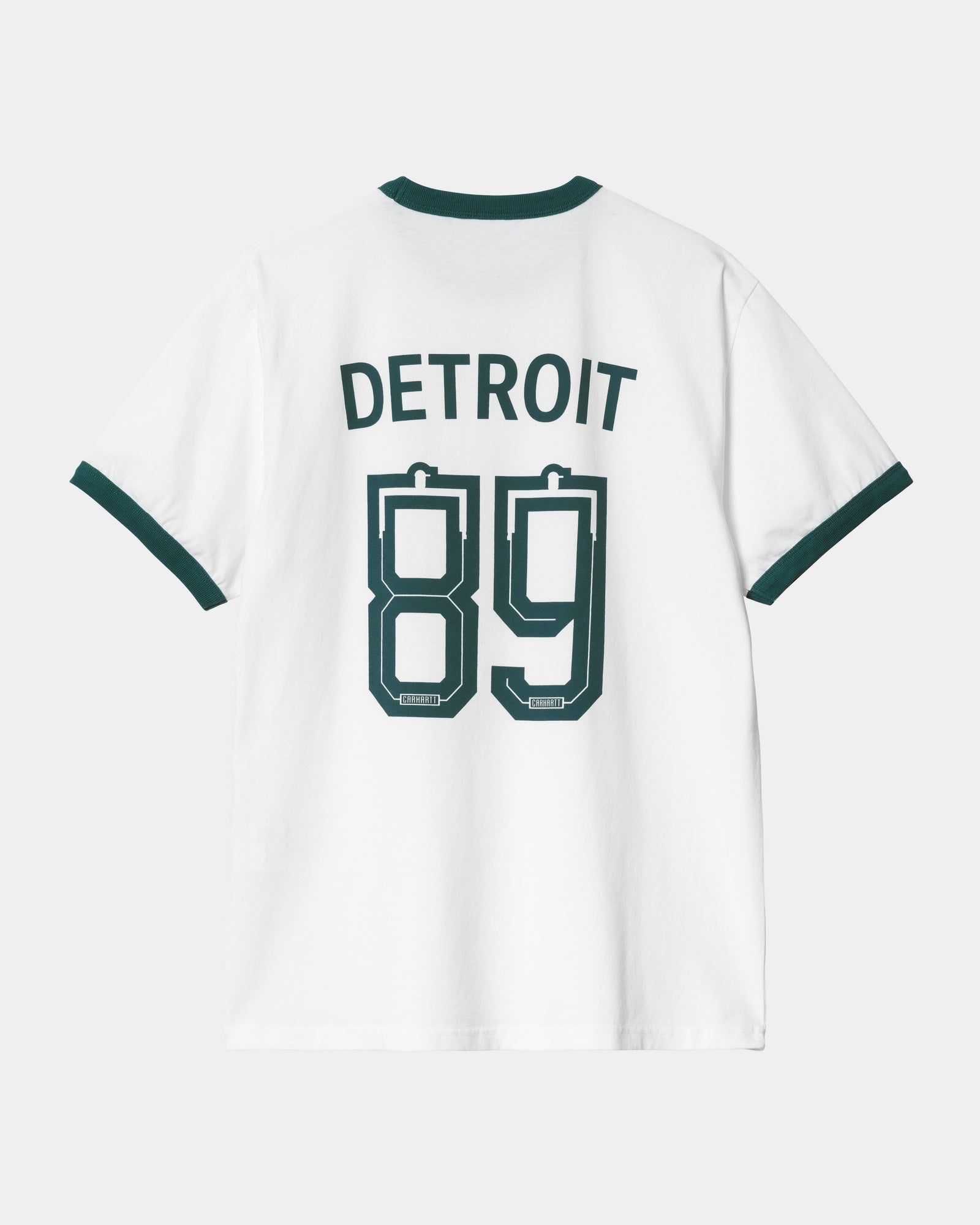 89 Ringer T-Shirt for Men & Women | Classic White & Rainforest Green Vintage Style Cotton Tee - Casual Wear, Street Fashion, Retro Outfits