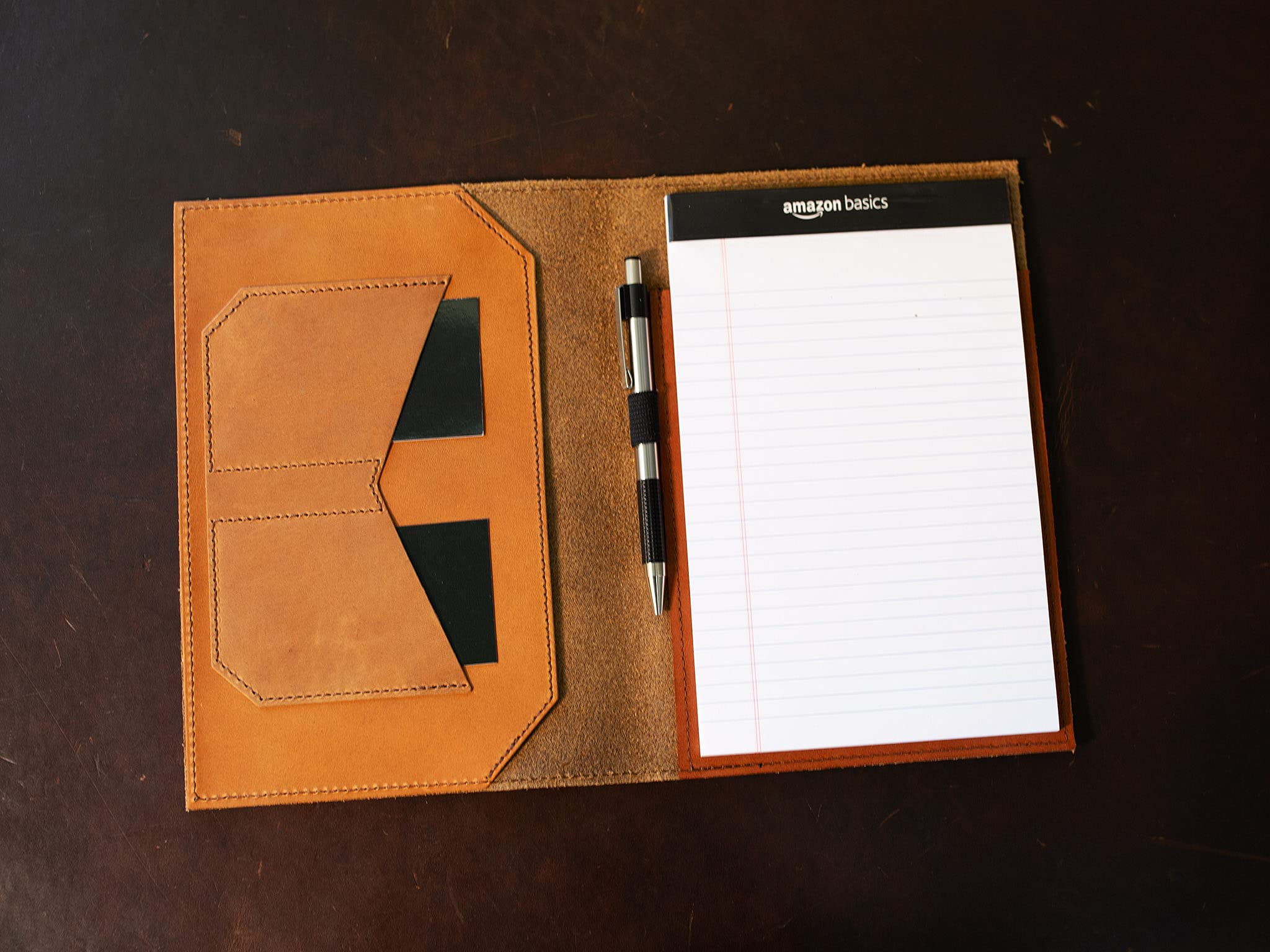 Premium Leather Notepad Holder - Legal Pad & Notebook Organizer - Handcrafted Crazy Horse Leather Padfolio - Business & Office Gift - Made in USA (Wheat) - Perfect for Meetings, Presentations & Professional Use