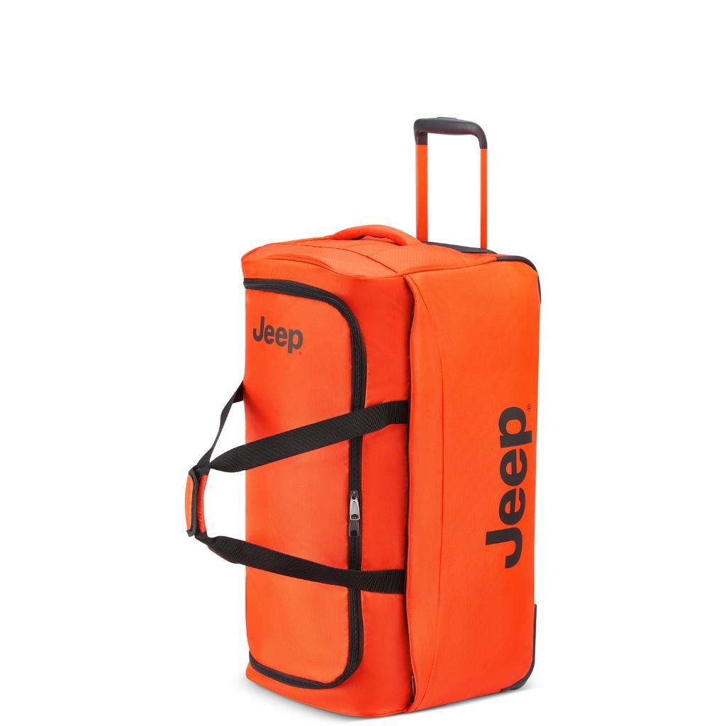 Jeep 73cm Duel Wheel Lightweight Medium Duffle Bag - Orange | Water-Resistant Travel Duffel for Gym, Sports, Camping & Weekend Getaways