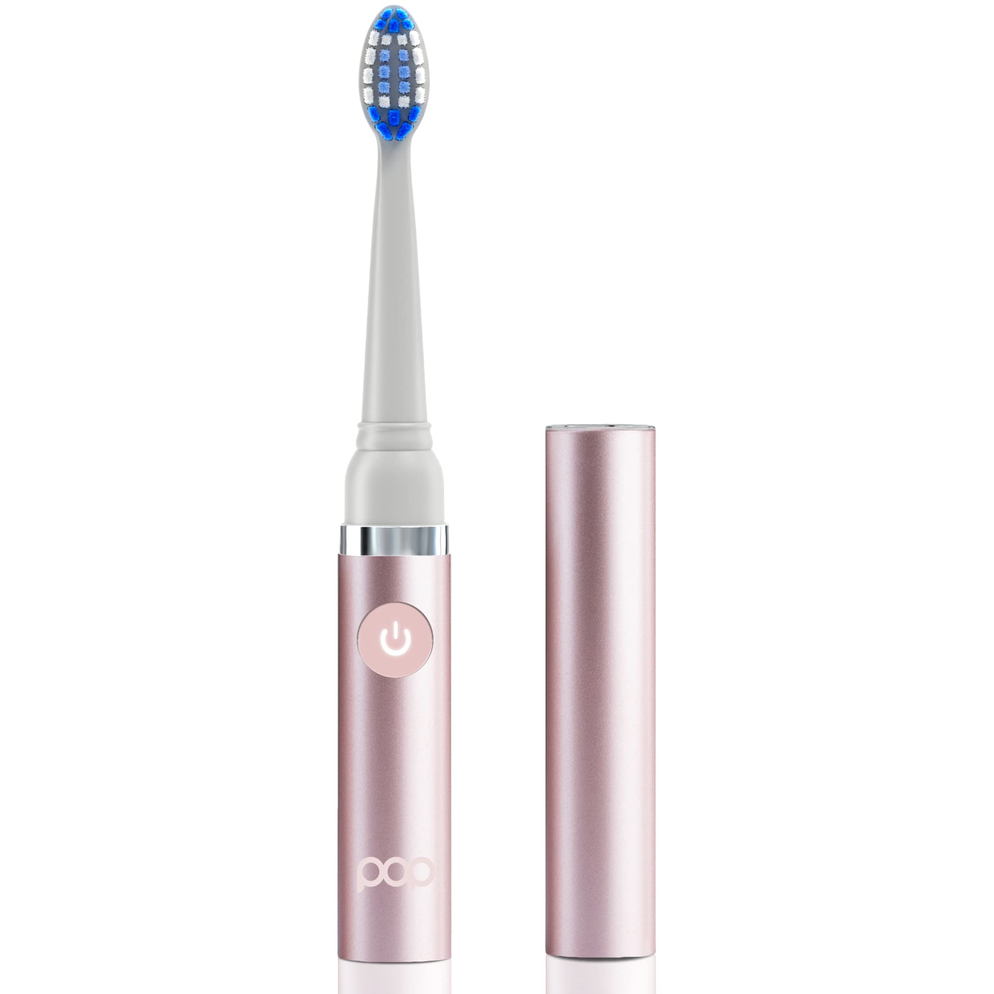 Pop Sonic Electric Toothbrush for Kids & Adults - Metallic Rose Rechargeable Toothbrush with 2 Speed Modes (15,000-30,000 RPM), DuPont Nylon Bristles, AAA Battery Included - Perfect for Travel, Home & Daily Oral Care