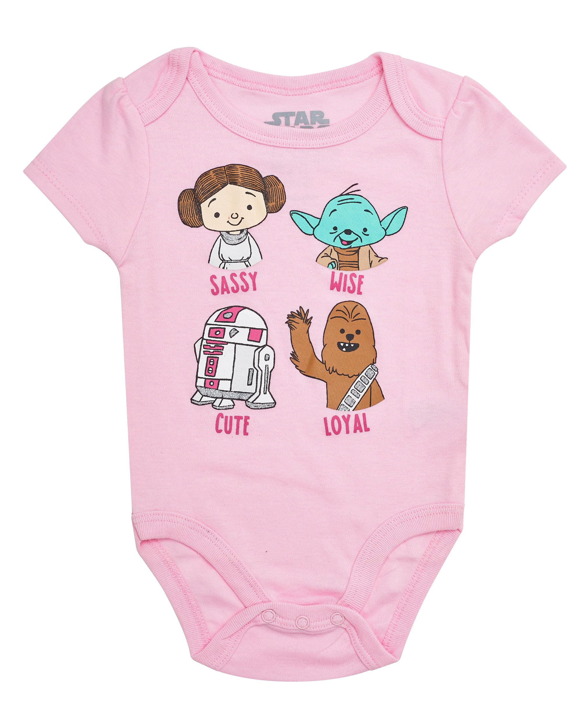 Star Wars Baby Girls Bodysuits 5-Pack - Cute Princess Leia, R2-D2 & Yoda Onesies | Soft Cotton Infant Bodysuits for Newborns & Toddlers | Perfect for Disney Themed Parties, Cosplay & Everyday Wear
