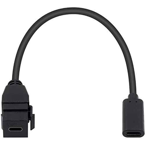 Poyiccot USB C Keystone Jack Insert - USB 3.1 Type C Female to Female Extension Adapter for Wall Plate Outlet Panel (Black) - Perfect for Home Office Network Setup & AV Equipment Installation