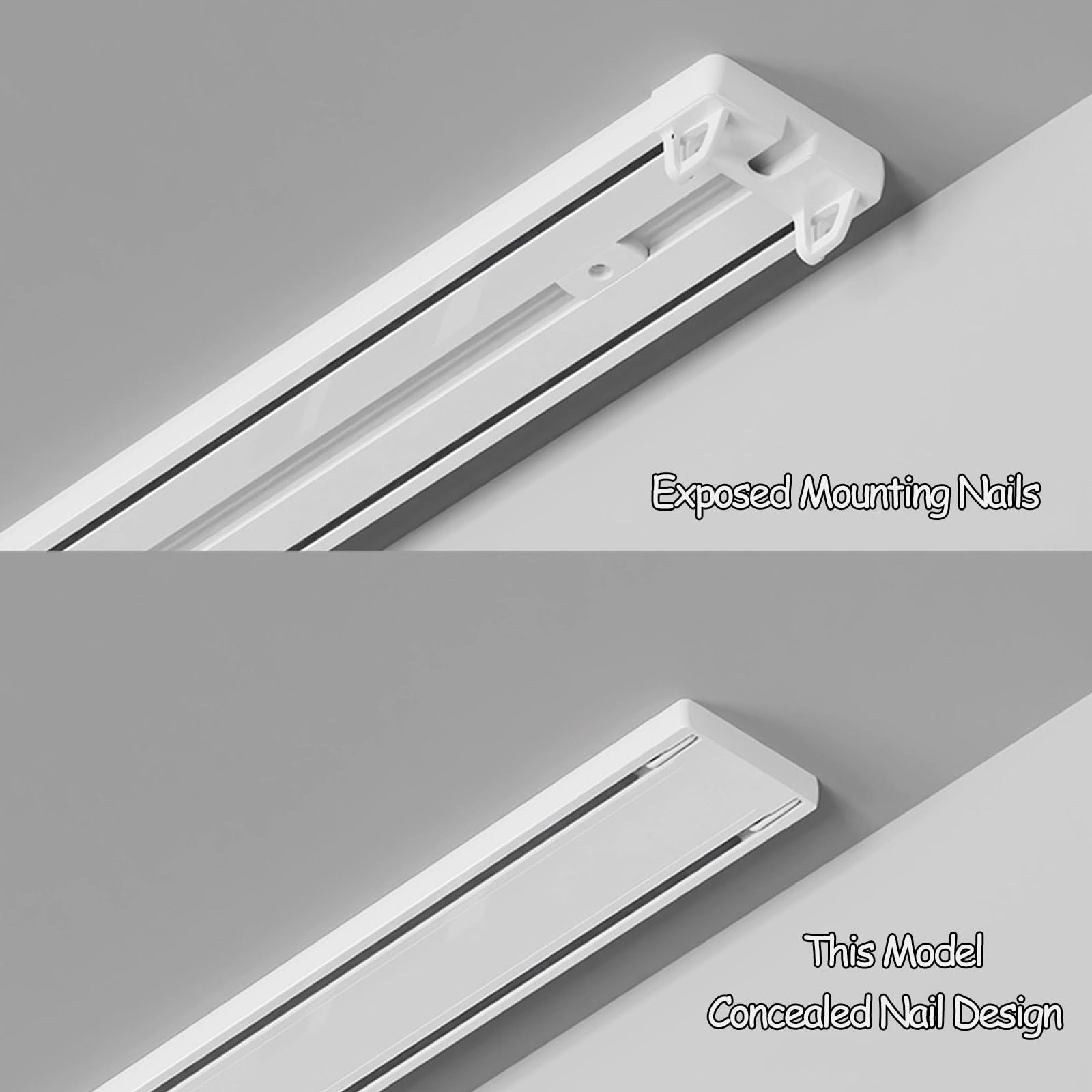 Double Row Silent Heavy Duty Ceiling Curtain Track Rail - 12ft Aluminum Black for Living Room, Bedroom, Hospital | Easy Install Room Divider for Home & Office Spaces