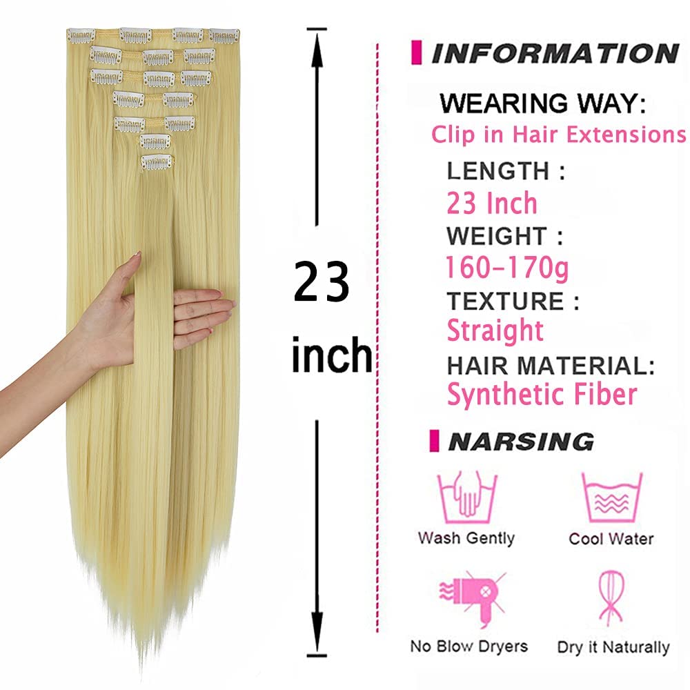 OMGREAT 23 Inch 7-Piece Clip-in Hair Extensions for Women - Long Straight Thick Human Hair Extensions in Medium Brown | Perfect for Volume, Length & Styling for Parties, Weddings & Daily Wear