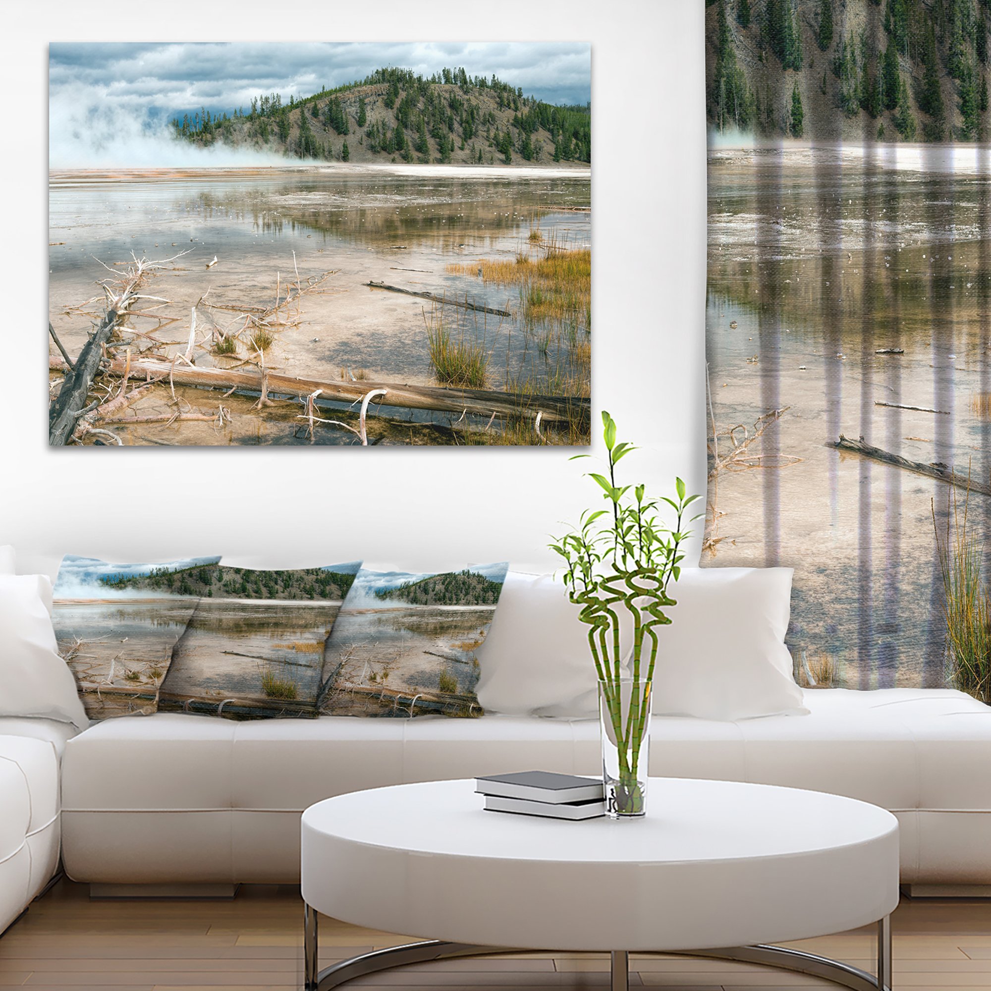 Grand Prismatic Spring Yellowstone Landscape Wall Art - Nature Photography Canvas Print for Living Room, Bedroom & Office Decor