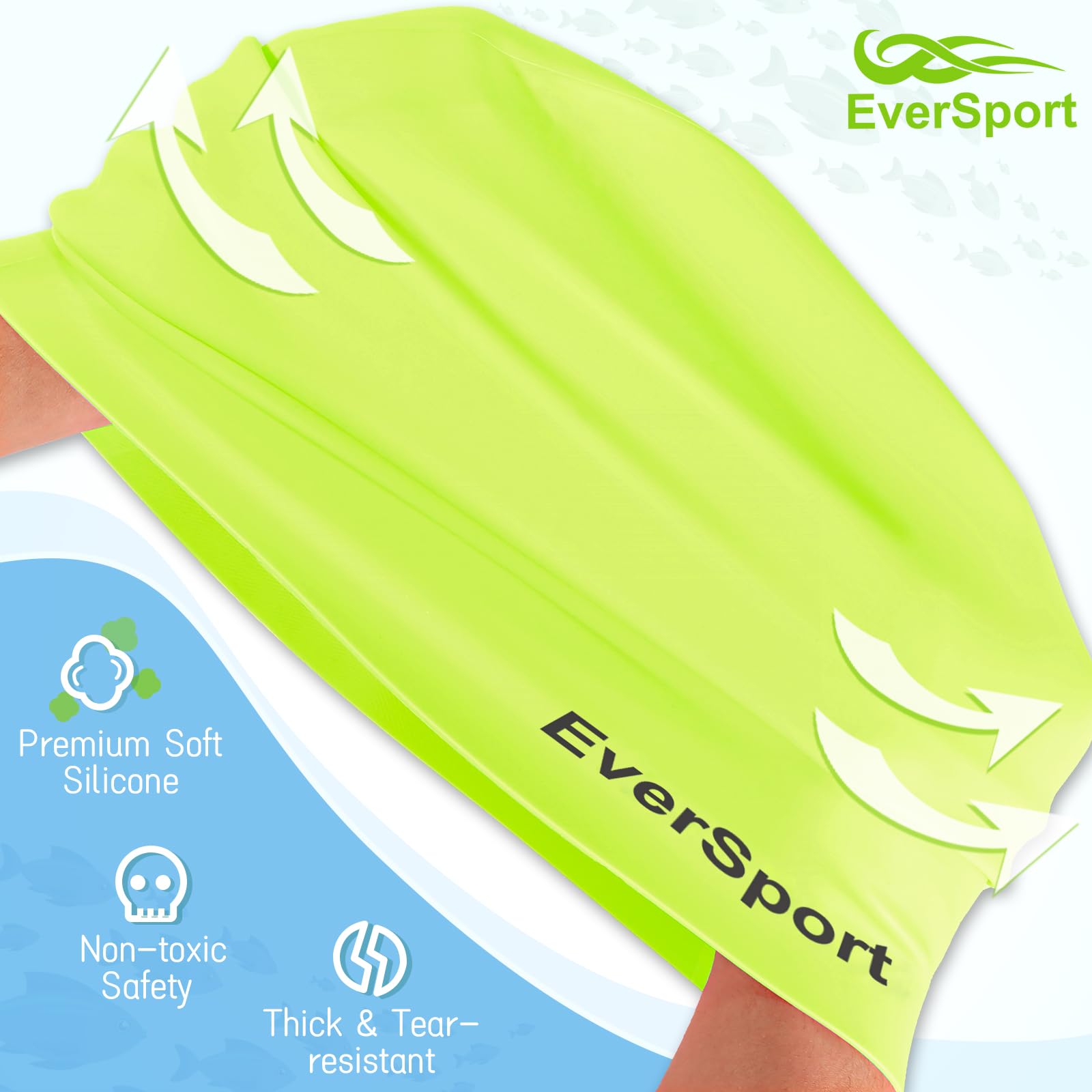EverSport Kids Swim Cap for Girls 6-14 Years - Large Silicone Swimming Cap for Long Hair & Braids - Keeps Hair Dry - Perfect for Pool, Beach & Swim Lessons