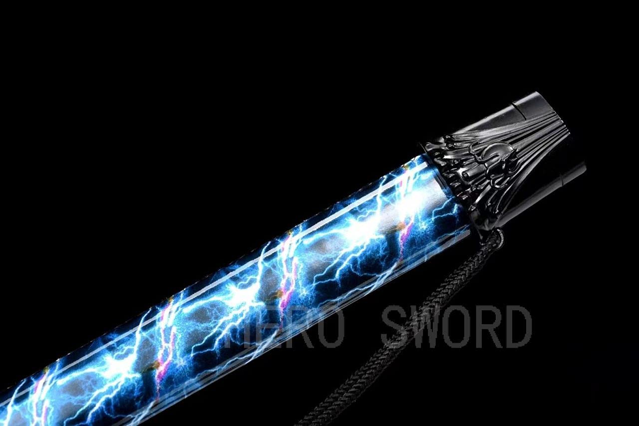 Assassin Five Six Seven Anime Replica Cosplay Katana - Shadow 柒 Japanese Samurai Sword with Blue Blade | Handmade 9260 Spring Steel | Perfect for Cosplay, Collectors & Martial Arts Training (#2)