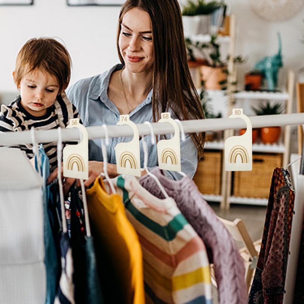 Baby Clothes Size Hanger Organizer - Adjustable Infant Toddler Wardrobe Storage with Labels - Perfect for Nursery Closet Organization & Laundry Sorting