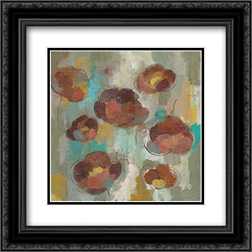 Silvia Vassileva Marsala Blooms II - 15x15 Black Ornate Framed Double Matted Museum Art Print - Perfect for Living Room, Bedroom & Office Wall Decor