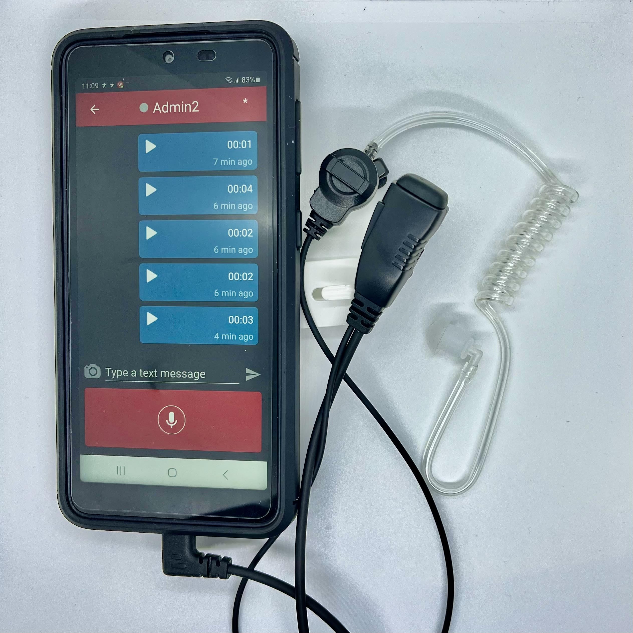 VOICEPING PTT Earpiece USB C - Wireless Earbuds with Push-to-Talk Button & Built-in Mic for Teams/Zello/Walkie Talkie Apps (Android/iOS Smartphones) - Perfect for Security, Construction & Warehouse Communication