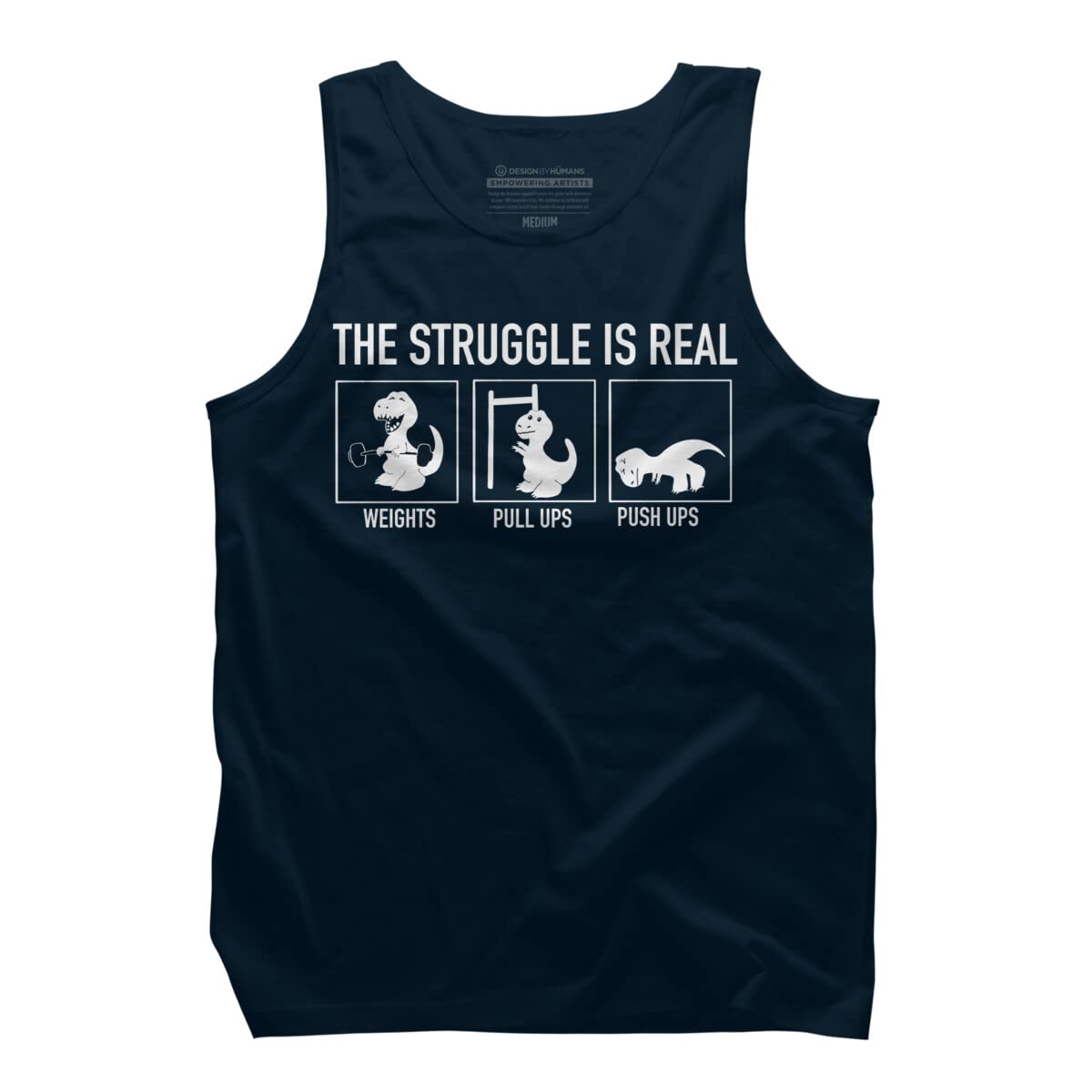 Design By Humans Men's Dinosaur by ZeusSE Tank Top - Soft Cotton Graphic Tee for Casual Wear & Summer Outfits