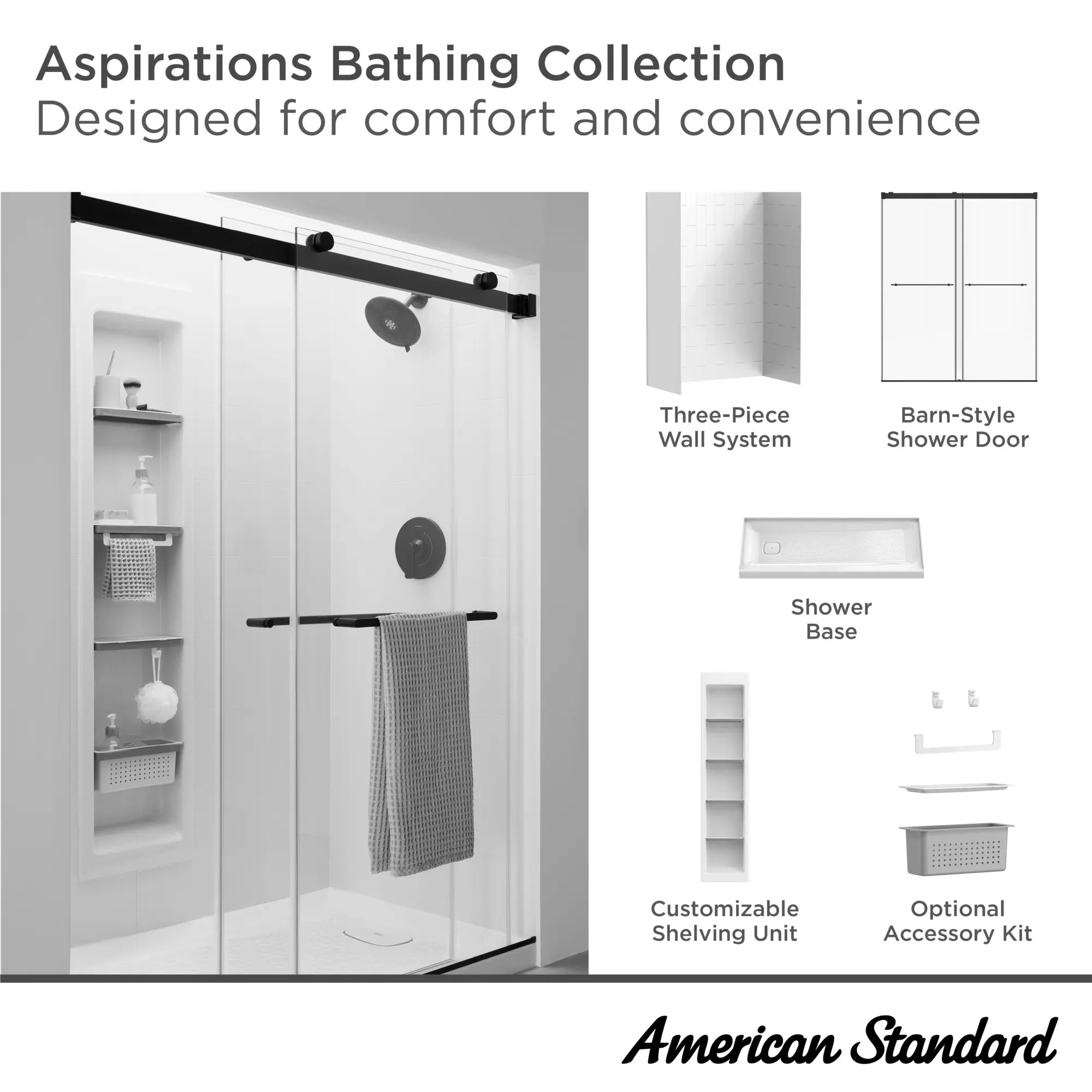 60 x 32 x 84 Inch Vertical Tile Shower Wall Panel Set - Waterproof Bathroom Wall Panels for Easy Installation - Perfect for Modern Bathroom & Shower Renovations