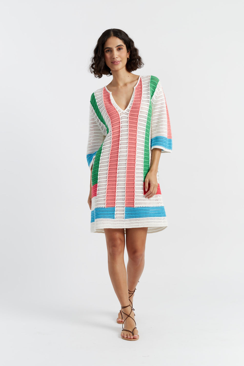 Soft Cream Cotton Capri Dress for Women - Casual Summer Outfit for Beach, Travel & Everyday Wear
