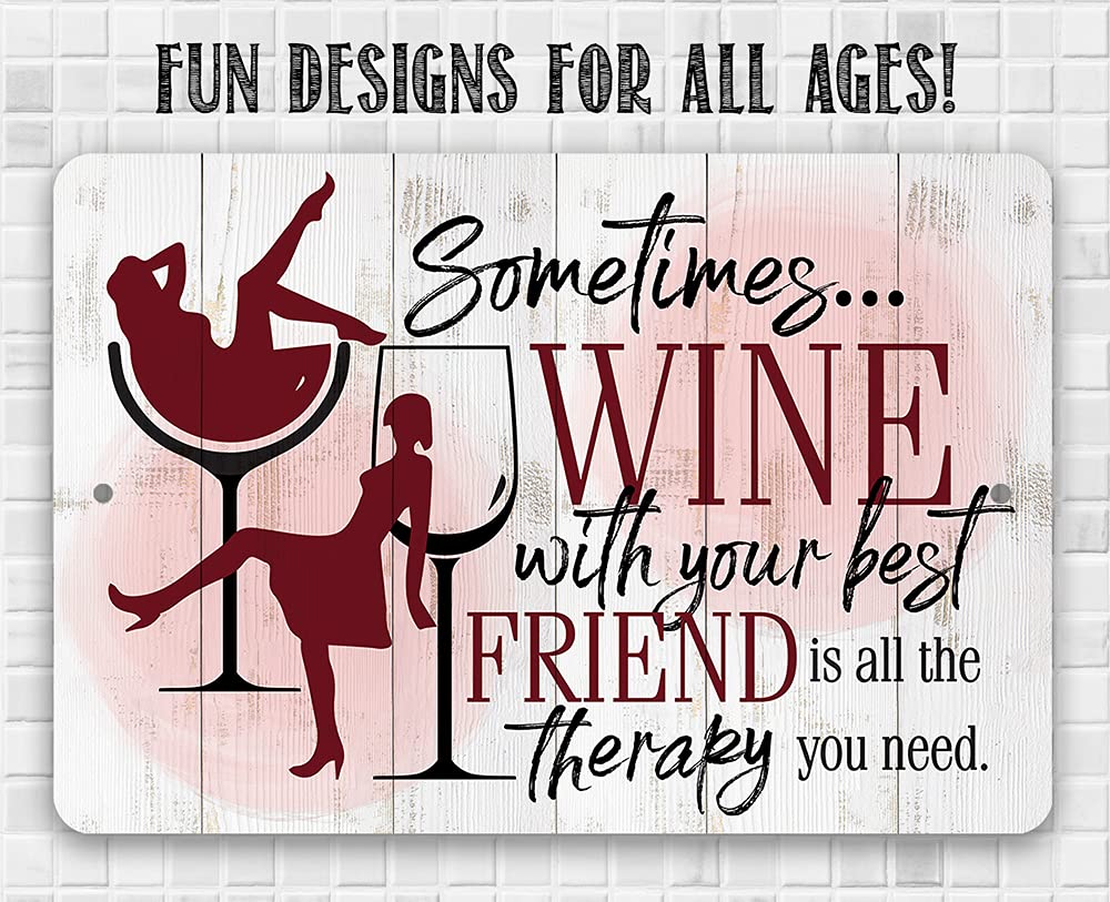 Sometimes Wine Metal Wall Sign - Rustic Kitchen & Bar Decor - Indoor/Outdoor Hanging Art - Perfect Wine Gift for Home, Restaurant or Wine Cellar - Ideal for Farmhouse, Bistro & Entertaining Spaces
