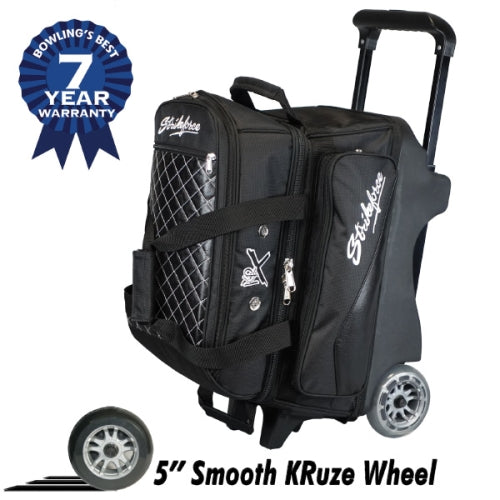 KR Strikeforce Royal Flush Black Double Roller Bowling Bag - Premium Bowling Equipment for Pro & Casual Players - Perfect for Tournaments, League Play & Practice Sessions
