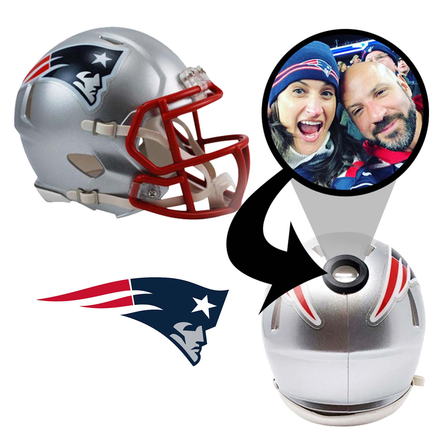 New England Patriots NFL Mini Helmet with Display Case - Perfect for Collectors, Sports Memorabilia & Man Cave Decor
