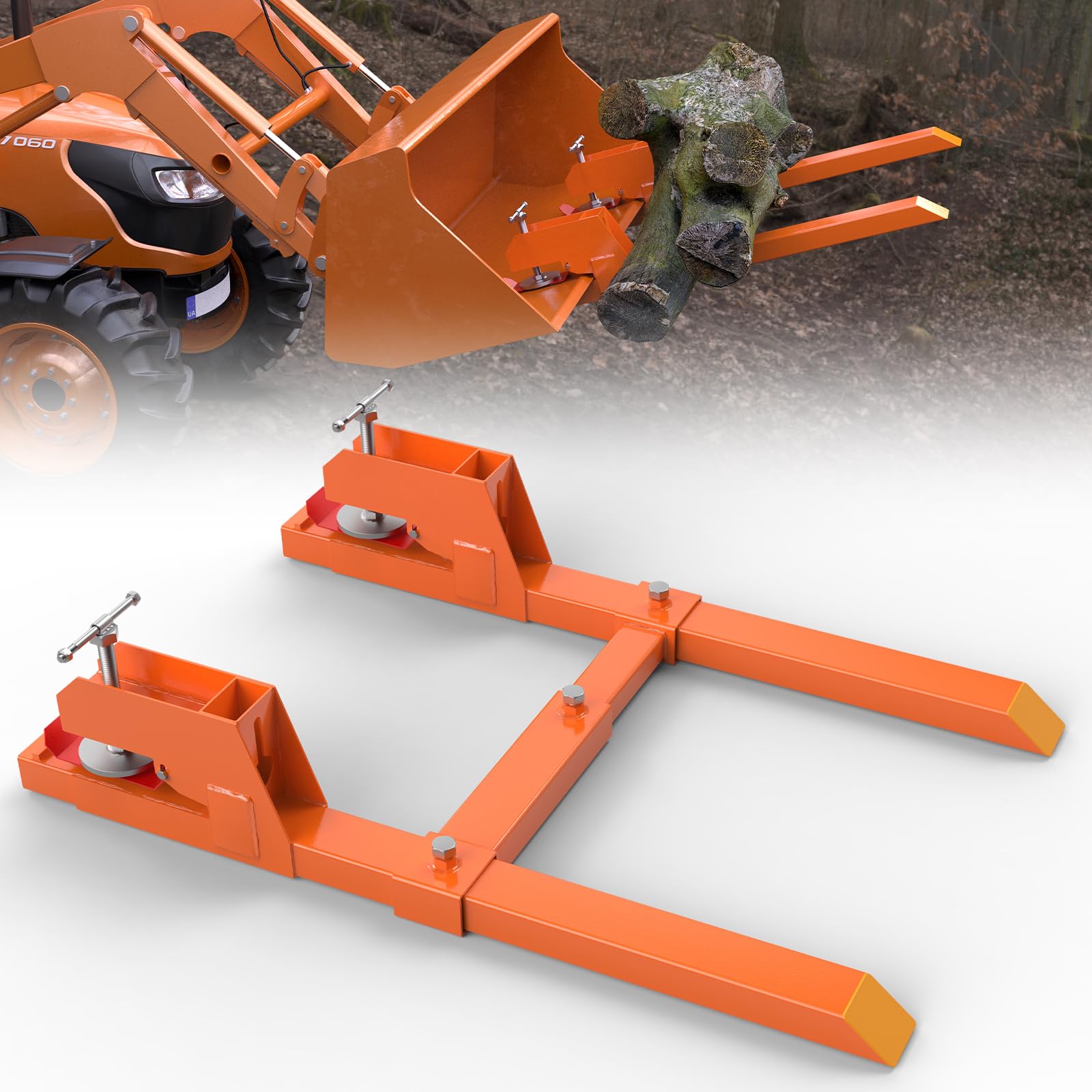 2025 Upgraded Clamp-On Pallet Forks with Non-Slip Pad & Tongue - 45