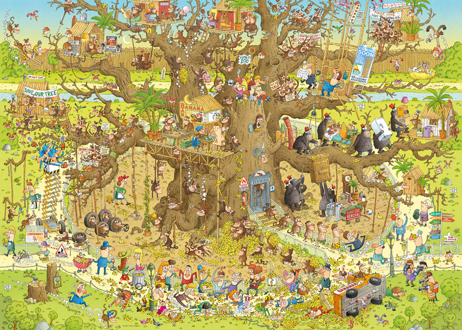 Heye 1000 Piece Jigsaw Puzzle - Funky Zoo Monkey Habitat Jungle Theme - Challenging Adult Puzzle for Relaxation & Home Decor