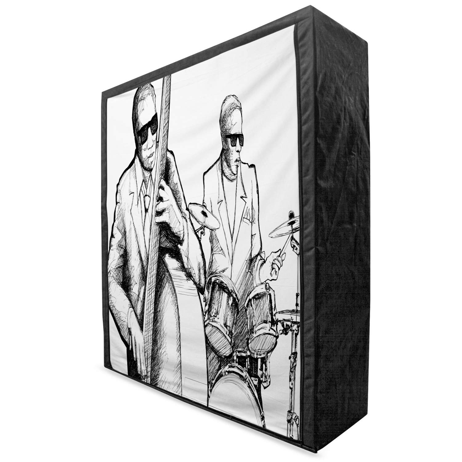 Ambesonne Jazz Music Portable Fabric Wardrobe - Black & White 59