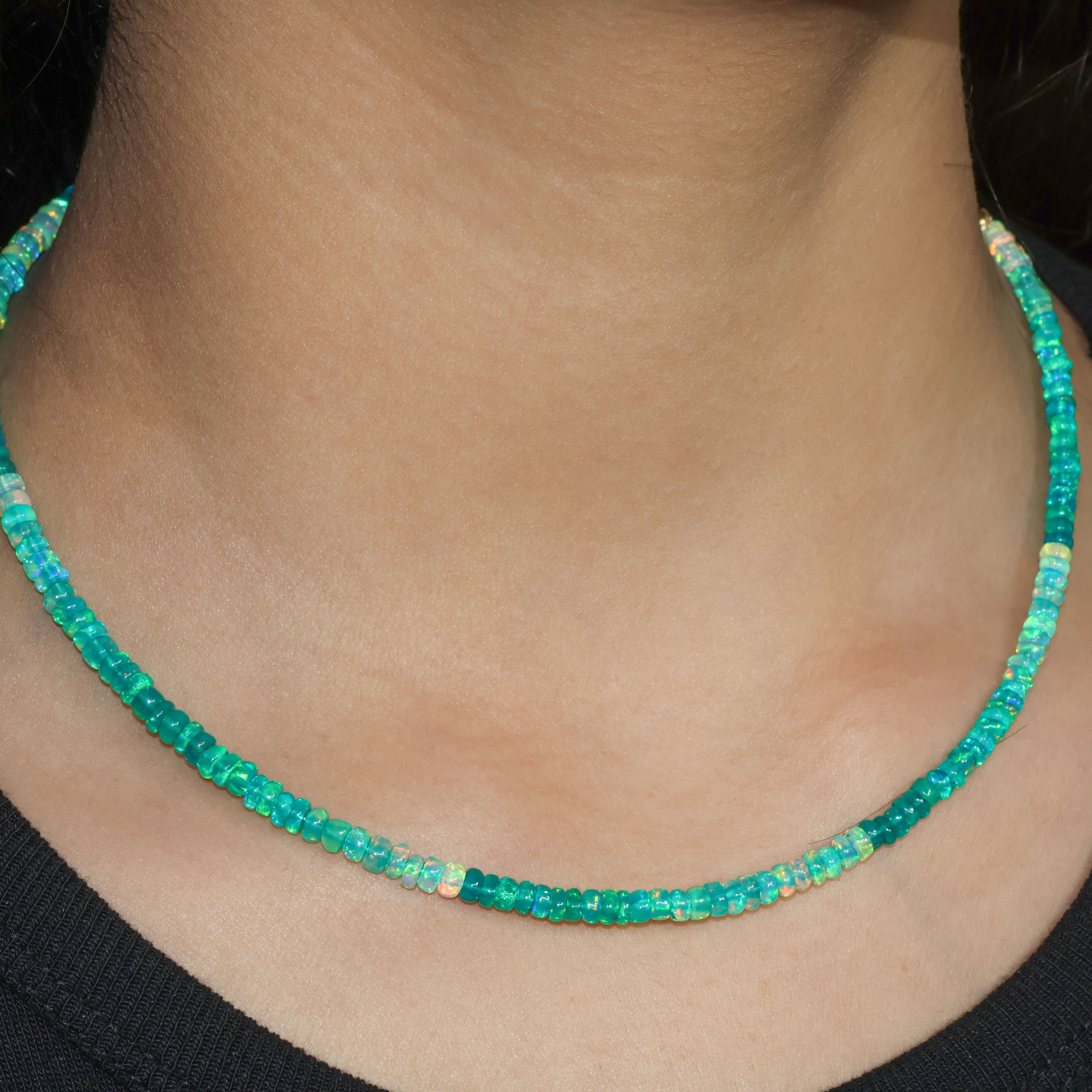 Natural Green Opal Beaded Necklace - Handmade Plain Bead Strand Jewelry for Women - Perfect for Boho Style, Wedding & Everyday Wear