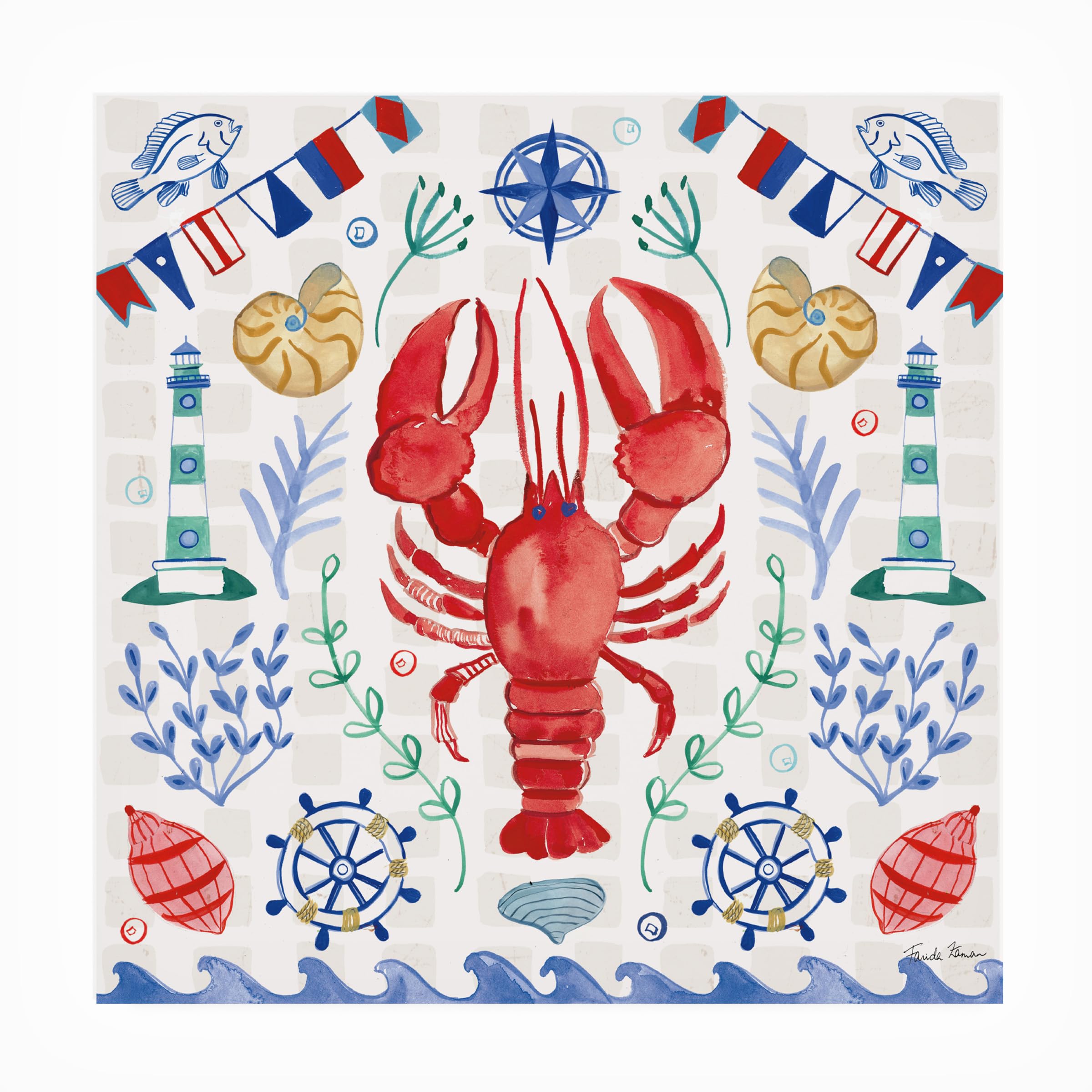 Farida Zaman 'Maritime Delight IV' Weatherproof Outdoor Wall Art - Coastal Decor for Patio, Garden & Beach House