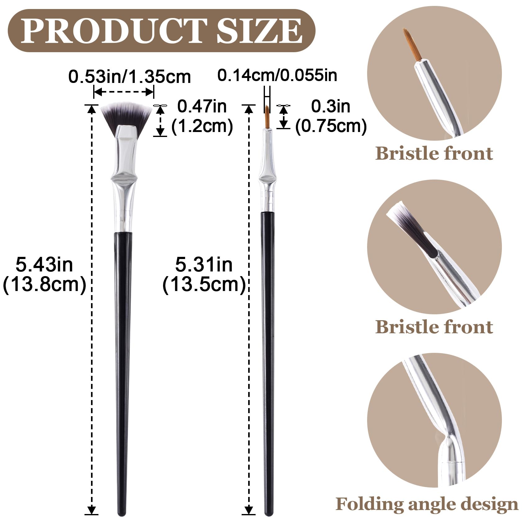 PAGOW Folding Angle Scalloped Lash Brush & Fine Eyeliner Brush Set (2 Pcs) - 2024 New Mascara Fan Brush for Voluminous Lashes, Multifunctional Eyelash Comb Separator Tool - Perfect for Professional Makeup & Home Use