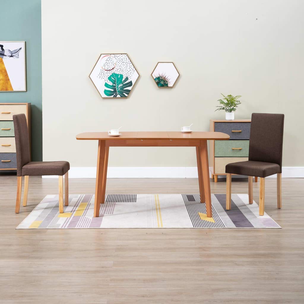 SKM Modern Dining Chairs Set of 2 - Brown Fabric Upholstered Kitchen Chairs with Sturdy Metal Legs for Dining Room, Kitchen, Breakfast Nook & Small Space
