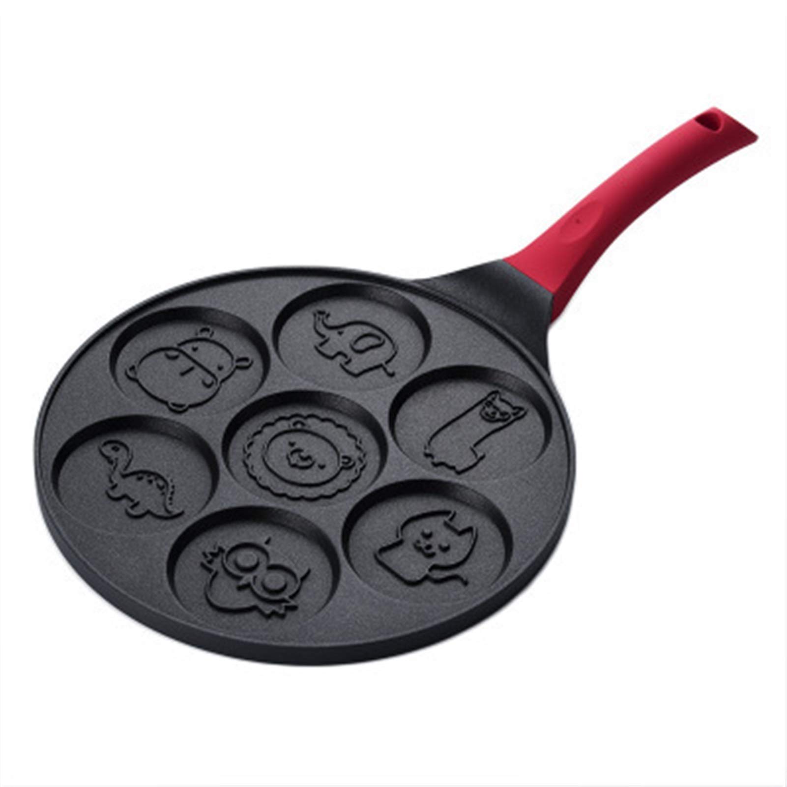 Nonstick Aluminum Alloy Frying Pan with 7-Hole Smiley Face Animal Mold - Perfect for Pancakes, Omelettes & Eggs - Compatible with Gas & Electric Ceramic Stoves - Ideal for Breakfast Cooking, Family Meals & Kitchen Gifts