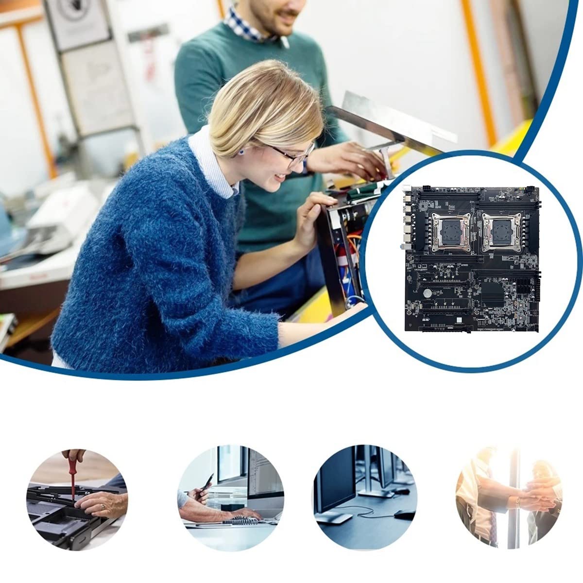 XIDIT X99 Dual-Socket LGA2011-3 Motherboard with 8x DDR4 ECC RAM Slots, Switch Line, SATA Cable & Thermal Grease - Supports Intel Xeon E5 V3/V4 CPUs | Perfect for Server Builds, Workstations & High-Performance Computing