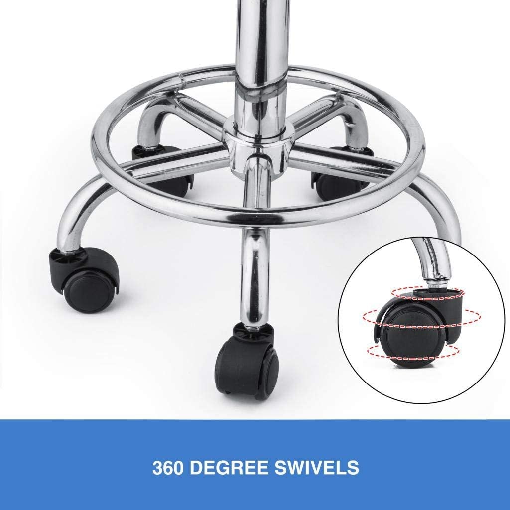 Adjustable Hydraulic Swivel Salon Stool with Backrest & Wheels - Professional Beauty Salon, Spa, Tattoo, Massage, Dental Clinic & Office Chair (Black) | Perfect for Hair Styling, Manicures & Tattoo Artists