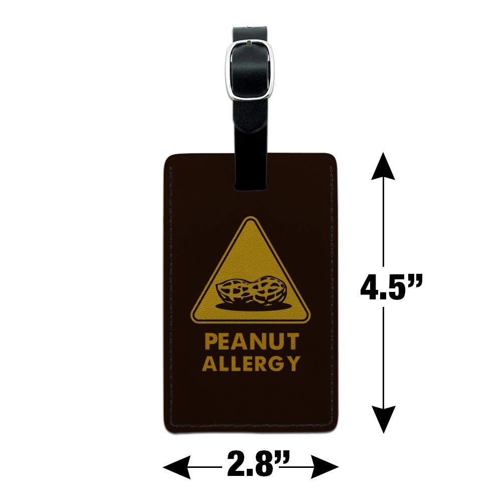 Peanut Allergy Warning Tag - Yellow Leather Luggage ID Card for Travel Safety | Allergy Alert for Suitcases, Backpacks & Carry-Ons