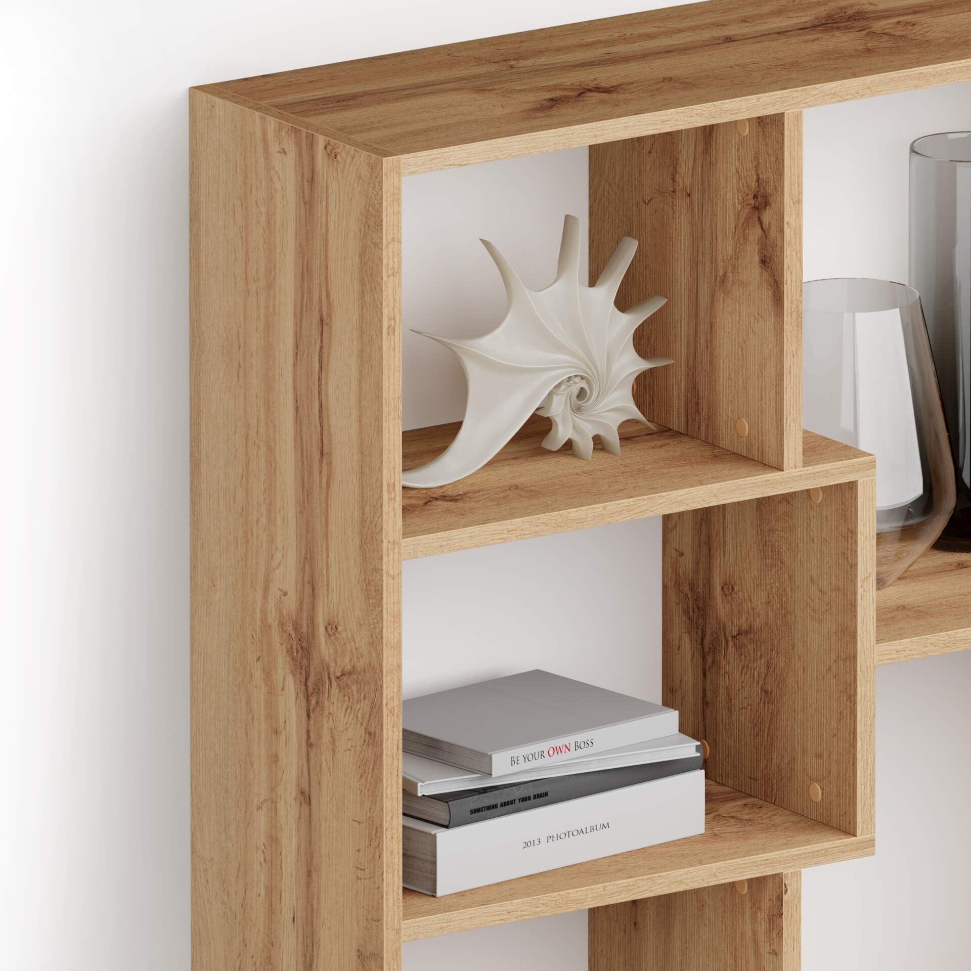 Iacopo XS Rustic Oak Bookcase - 63.31 x 31.5 Inch Modern Storage Bookshelf for Living Room & Office - Italian Furniture for Home Decor & Workspace Organization