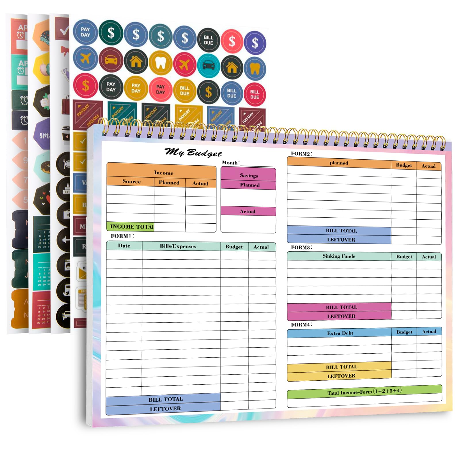 2024-2025 Undated Budget Planner - 50 Sheets Monthly Bill Organizer with 4 Sheet Stickers & Debt Repayment Tracker | Financial Planning Notebook for Money Management | Perfect for Home Budgeting, Personal Finance & Bill Organization