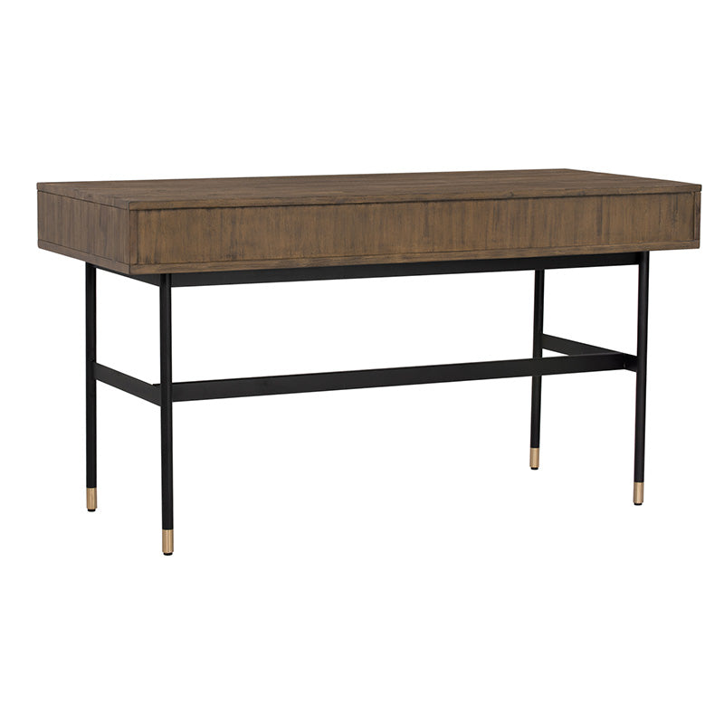 Hamilton Study Desk 140cm - Solid Oak & Acacia Veneer Toffee Finish - Perfect for Home Office, Student Dorm, or Small Space Workstation