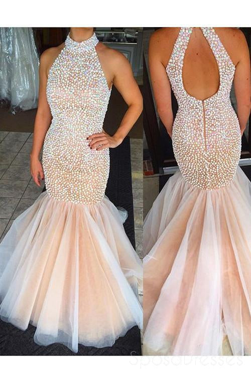 **Elegant 2017 Tulle Mermaid Prom Dress with Pearls – Long Formal Evening Gown for Homecoming, Ball & Special Occasions**