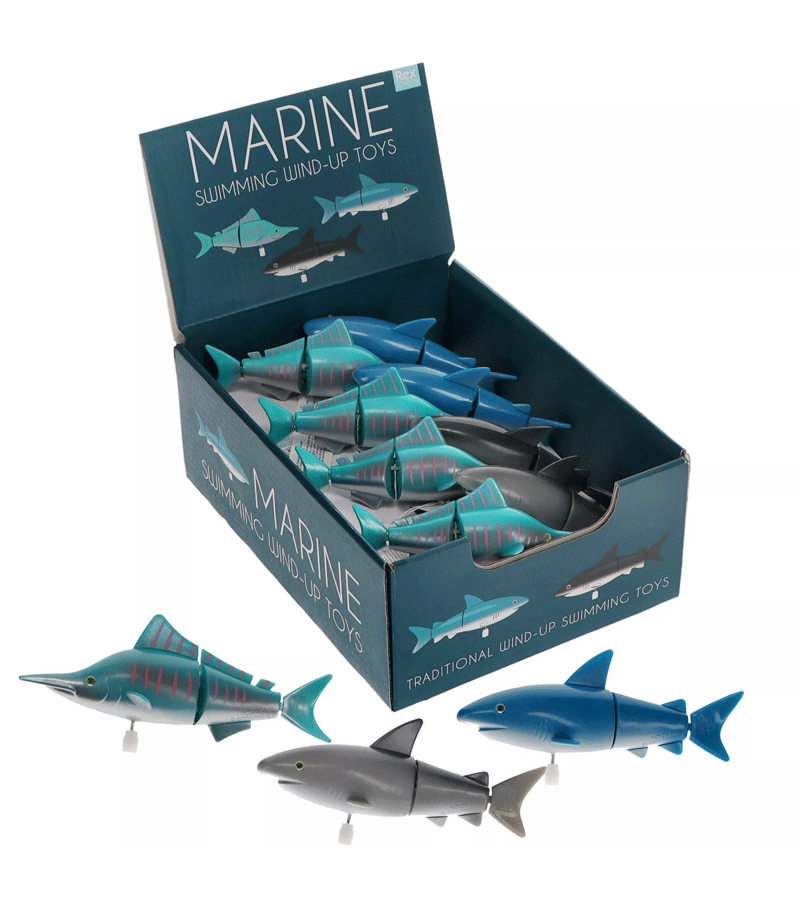 Wind Up Shark & Marlin Toy - Swimming Ocean Animal Toys for Kids Bath Time, Pool Party & Outdoor Play - Fun Mechanical Bath Toys for Children