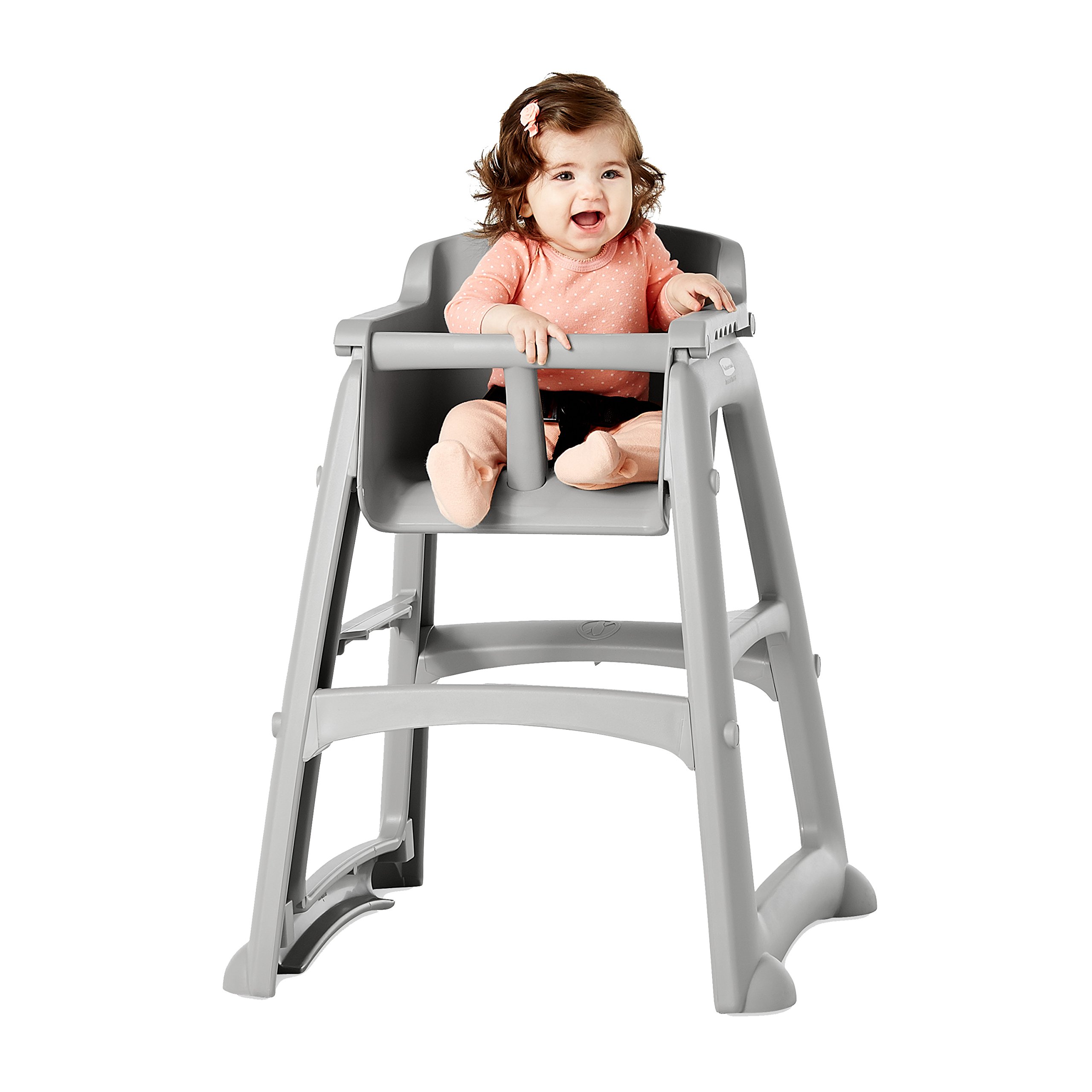 Rubbermaid Commercial Unassembled Platinum High Chair for Babies & Toddlers - Sturdy, Space-Saving Design Fits Under Tables | Perfect for Home, Restaurant & Daycare Use