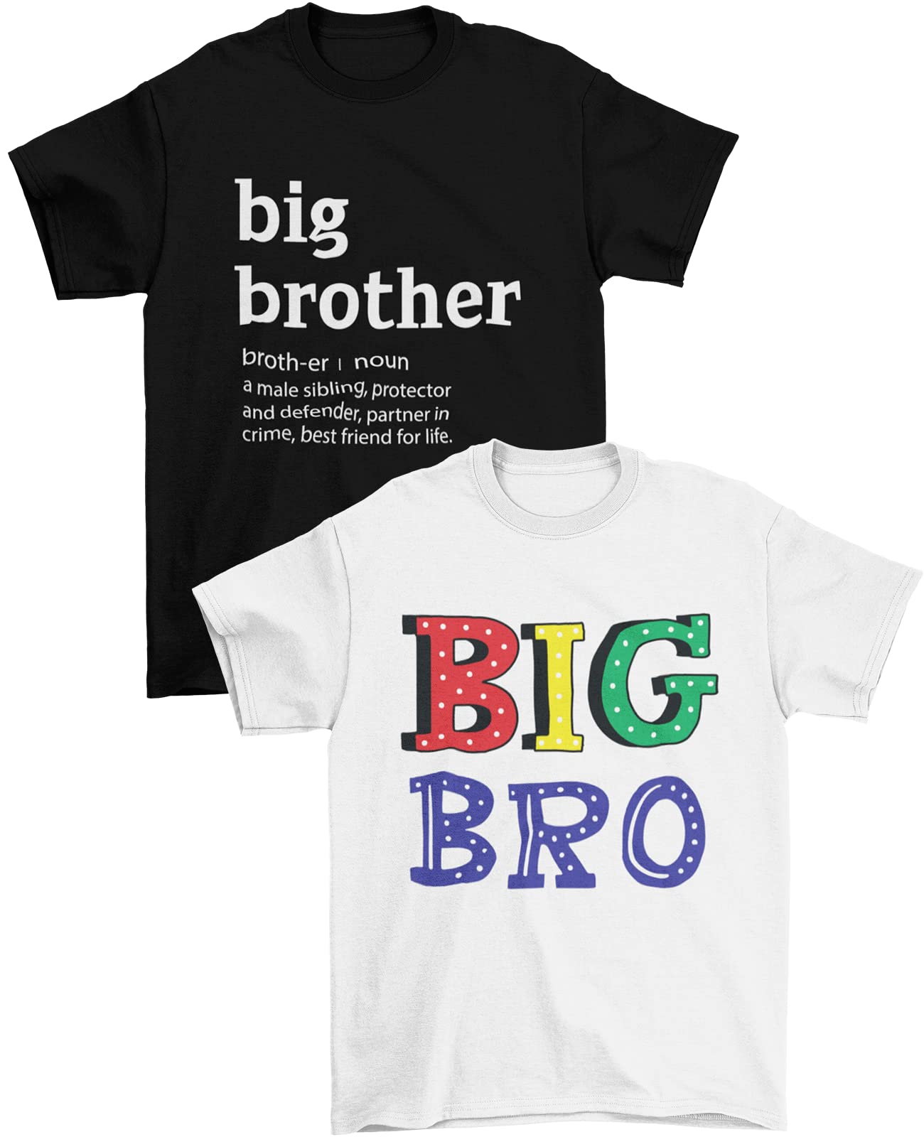 BROOKLYN VERTICAL 2-Pack Big Brother T-Shirts - Soft Cotton Big Bro Announcement Tees for Toddler to Adult Sizes - Perfect for Sibling Reveal, Pregnancy Announcement & Everyday Wear