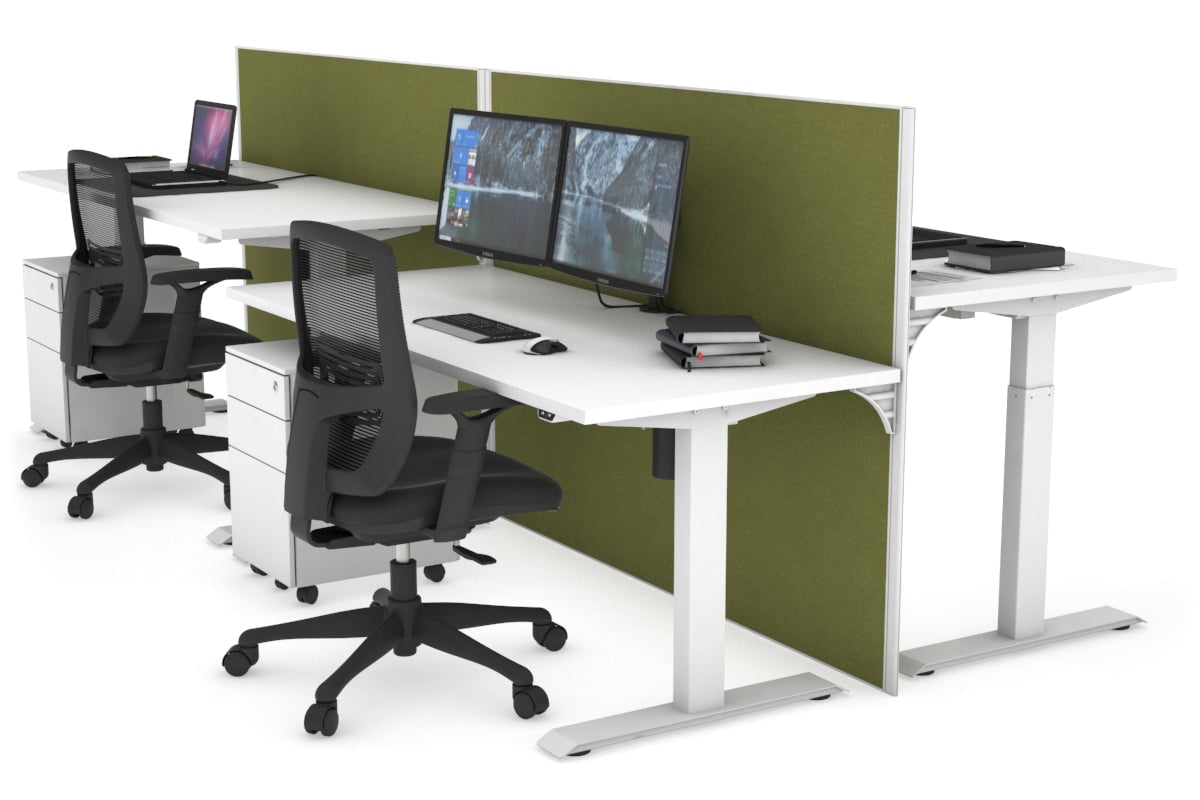 Just Right Height Adjustable 4-Person Workbench [1400L x 700W] - Heavy Duty Industrial Workstation for Factory, Warehouse & Workshop Use